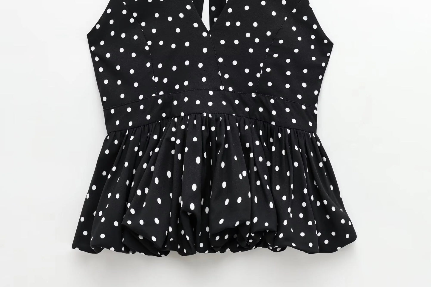 Women's Neck Hanging Design Sleeveless Spring And Summer Short Polka Dot Back Skirt Camisole Vest Top