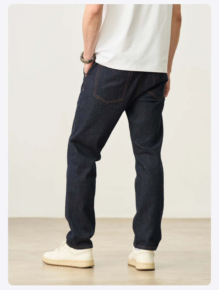 Men's Comfortable Tapered Jeans - Colourfast Washed Denim
