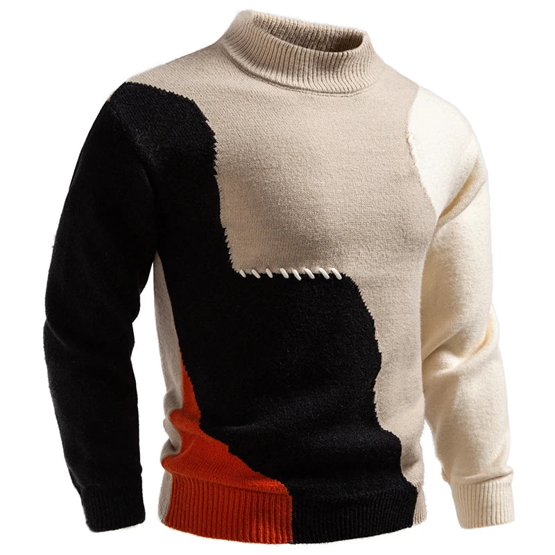 Patchwork Knitted Warm Pullover Sweater