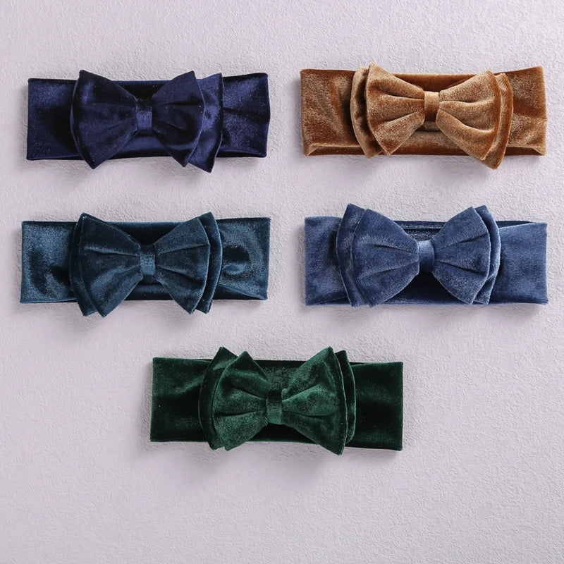 Toddler Baby Girls Bow Headbands Soft Stretchy Velvet Hairbands Hair Accessories