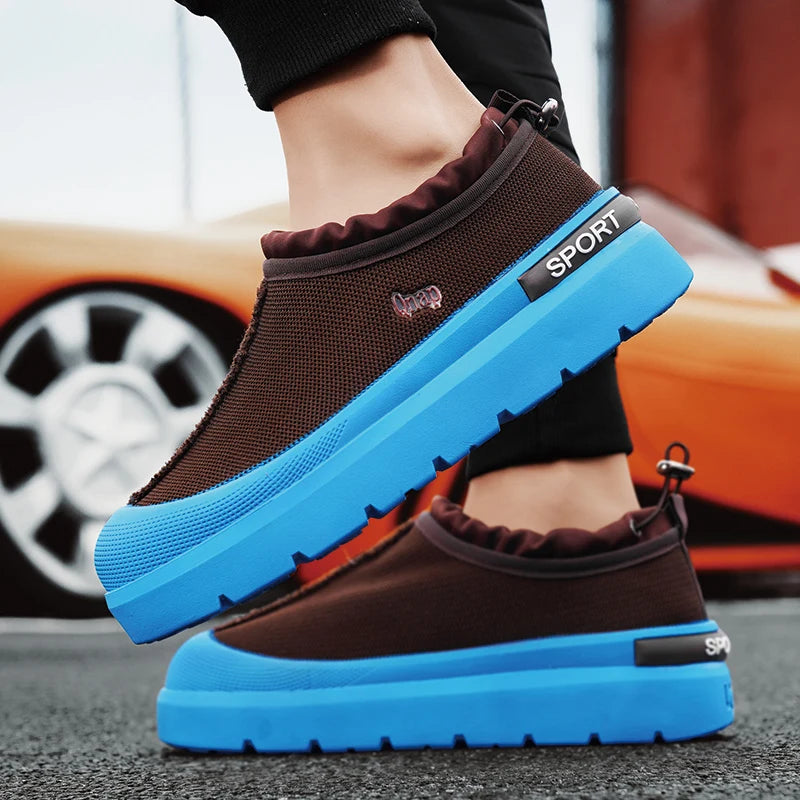 Men's Platform Vulcanized Slip-On Sneakers - Comfortable Running Tennis Shoes