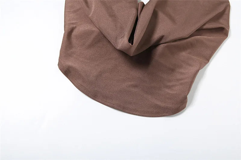 Women's Halter Two Piece Set Outfit Draped Lace Up Top and Mini Short Co-ords Set