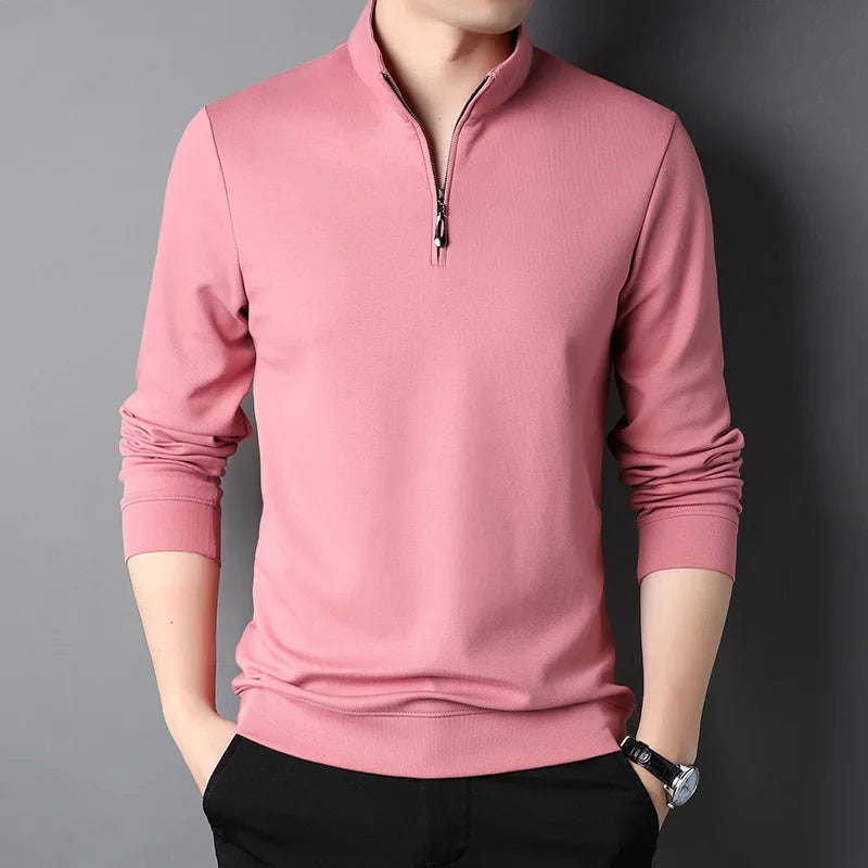 Men's Slim Fit Half Zipper Solid Colour Sweatshirt