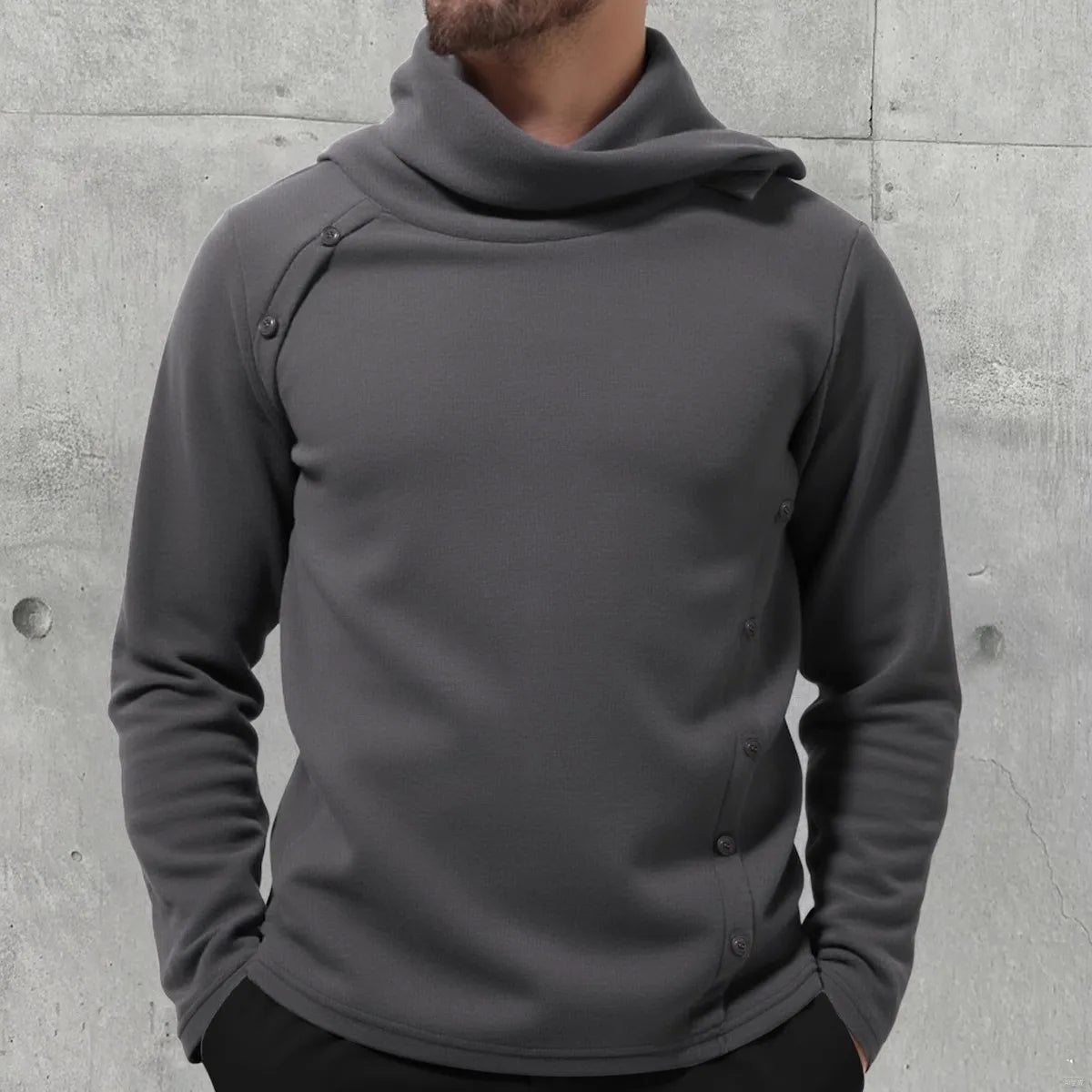 Men's England Style Turtleneck Sweater - Warm Solid Colour Knit Pullover for Autumn Winter