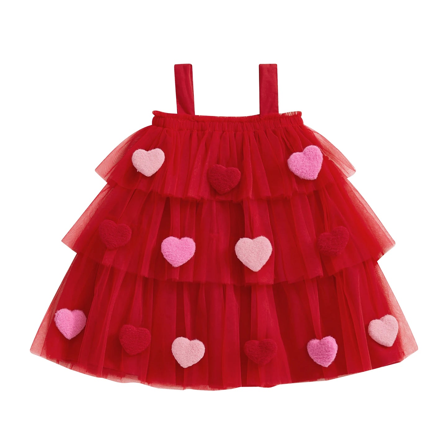 Girl's Festive Dress - Star Lace Layered Tulle Sundress with Plush Ball