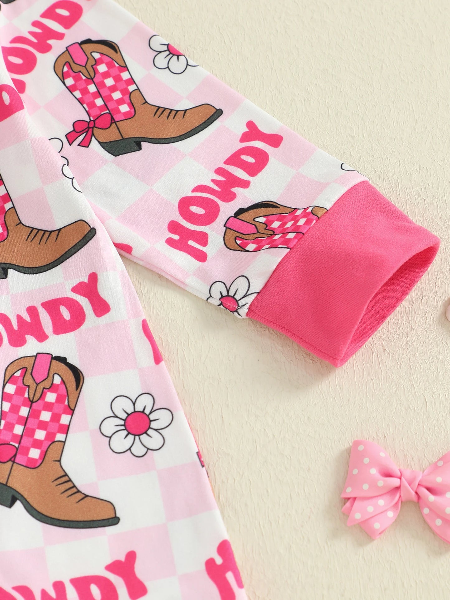 Western Baby Romper with Boot Print (0-18M)