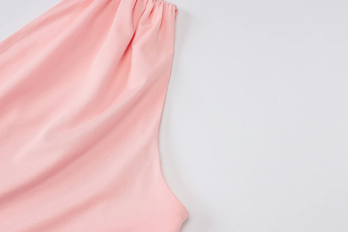 Women's One Shoulder Solid Lace Up Top Summer Outfit Backless Sleeveless Crop Tank Coquette