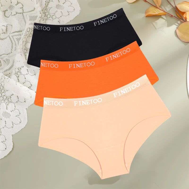 Women's 3Pcs Cotton Breathable Underwear Letter Belt Low Waist Briefs Stretch Comfortable Lingerie