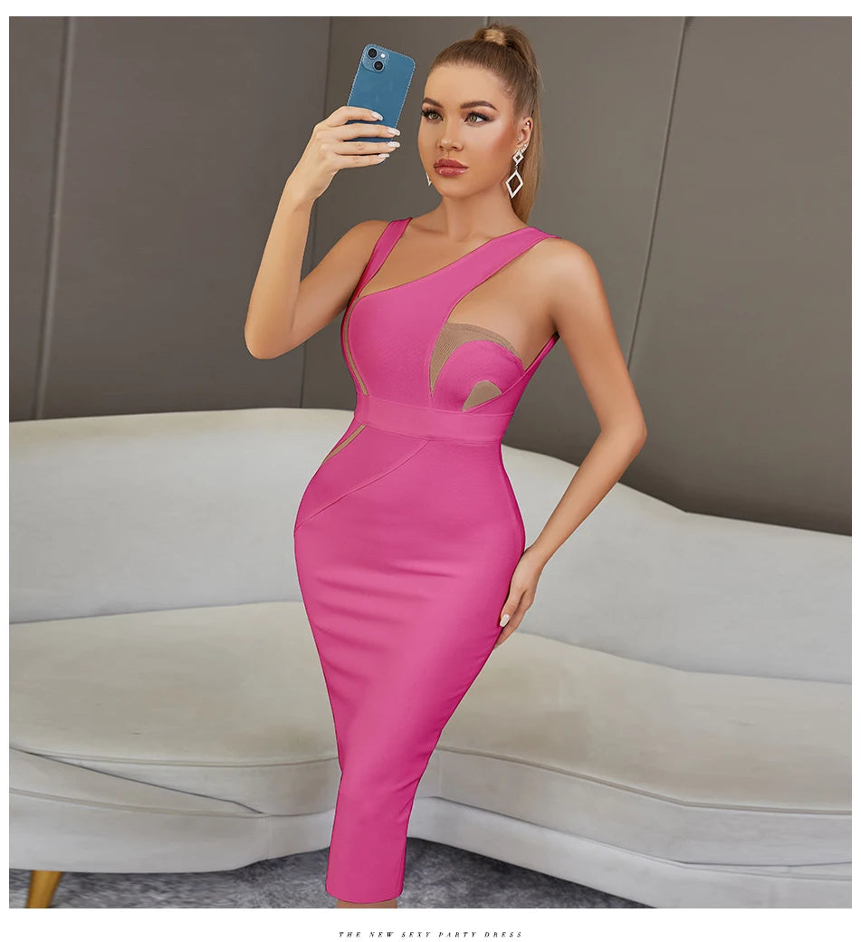 Backless Bandage Midi Dress - Sleeveless Bodycon Party Dress