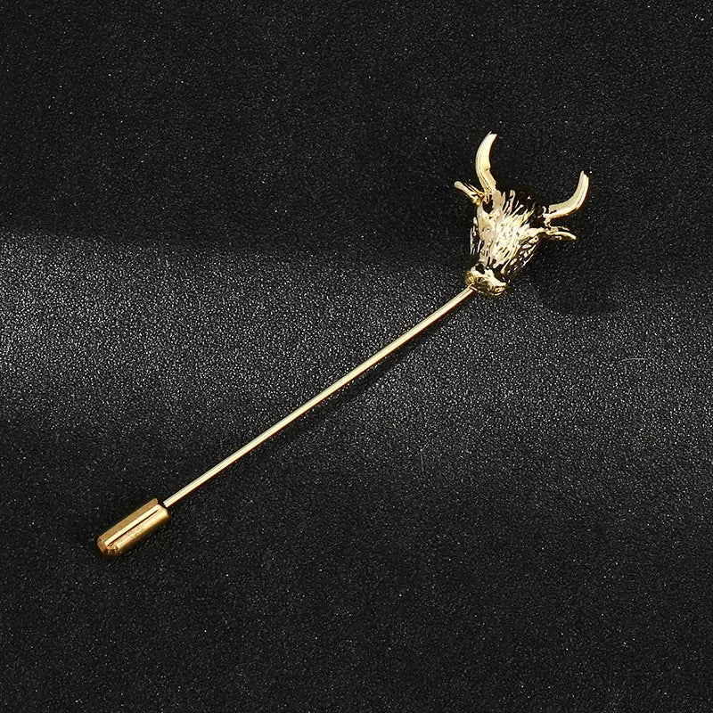 Vintage Metal Leaf Flower Brooch - Gold Tone Lapel Pin for Women & Men