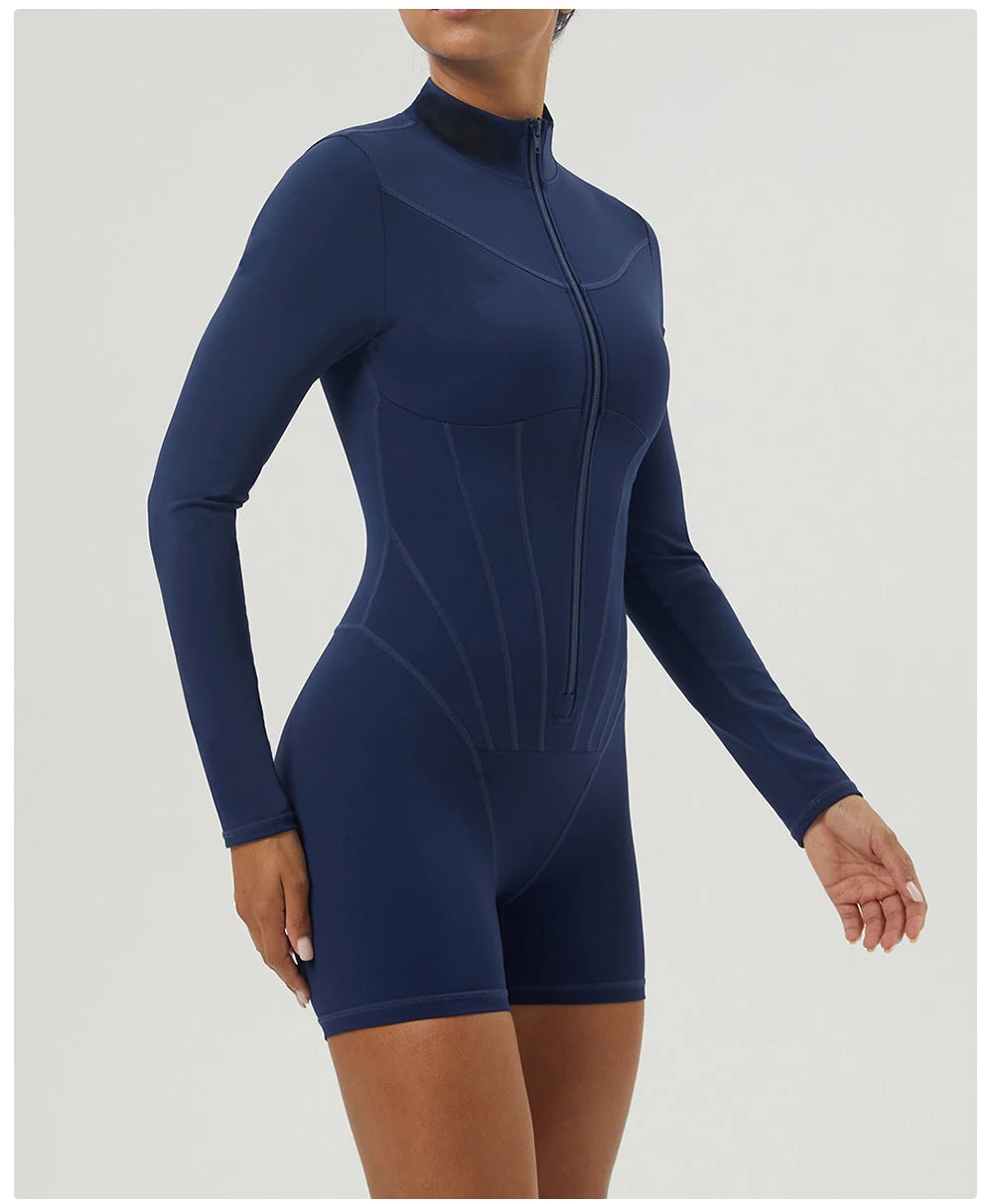 Women's Gym Yoga Running Jumpsuit One Piece Long Sleeve Sportswear Female Breathable Workout Activewear