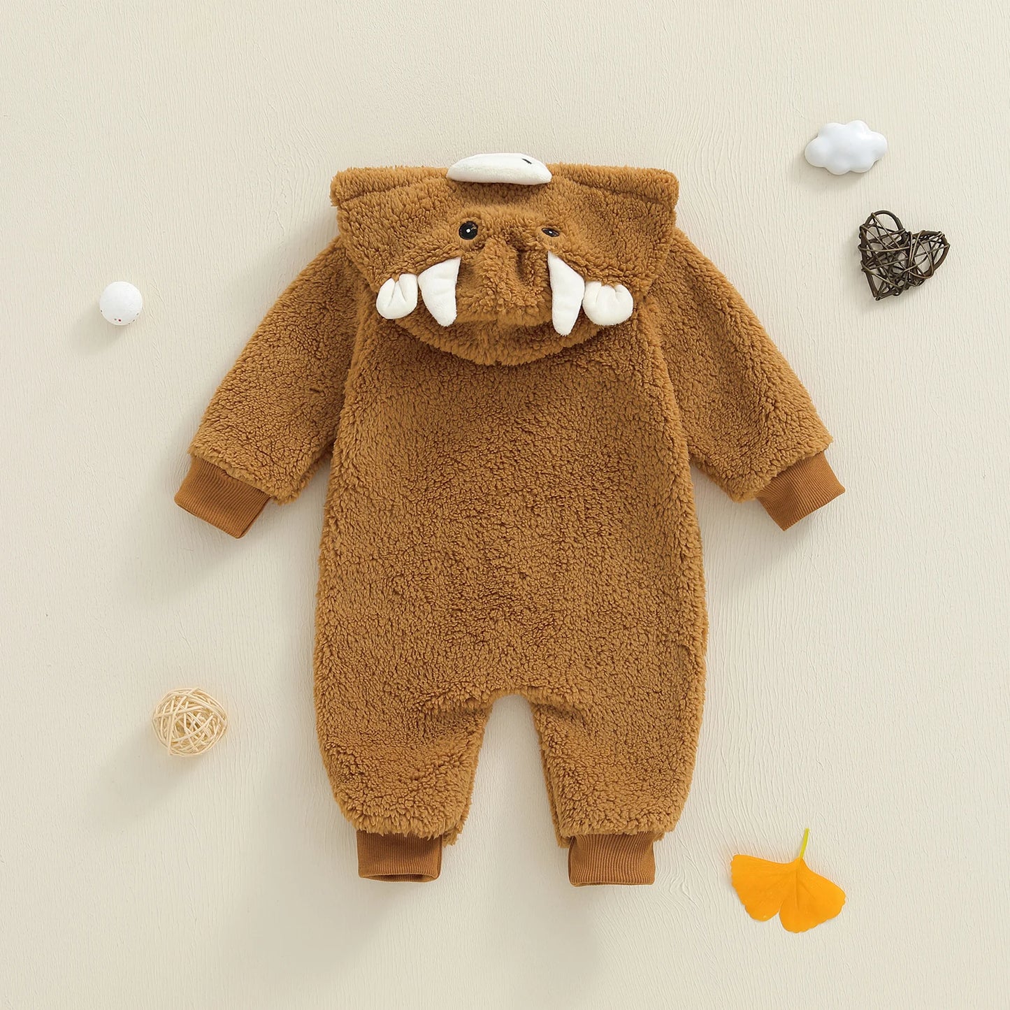 Baby Halloween Plush Hooded Jumpsuit (0-12M)