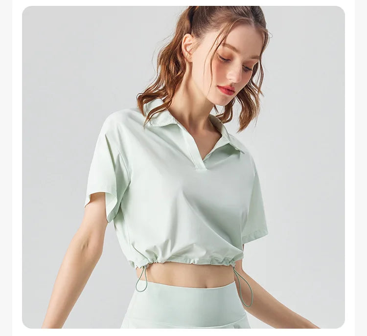 Women's Multi-Sport Athletic T-Shirt - Breathable Crop Top for Yoga & Tennis
