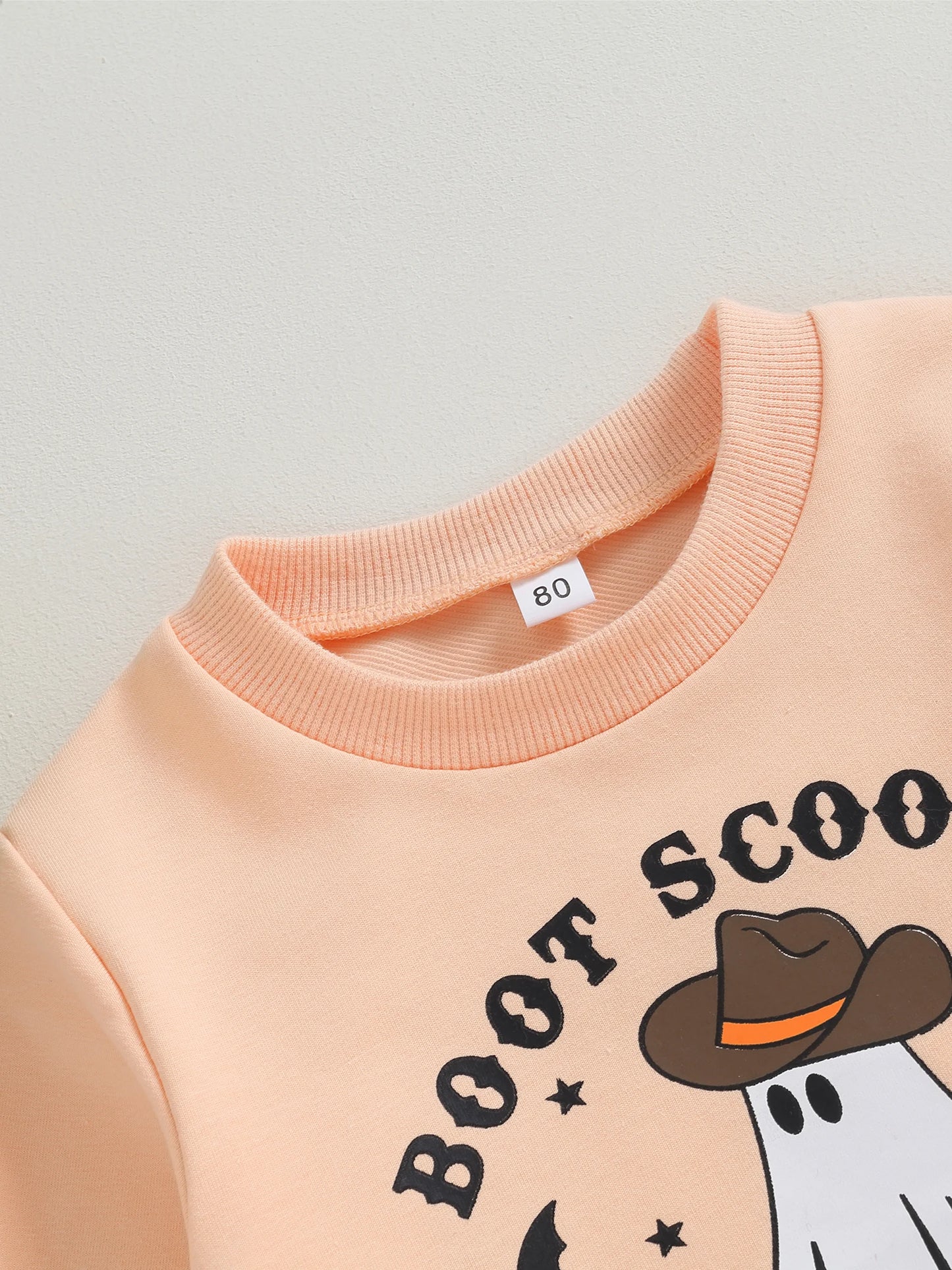 Baby Girl Halloween Sweatshirt - Long Sleeve Ghost Print Pullover (0-4Y)