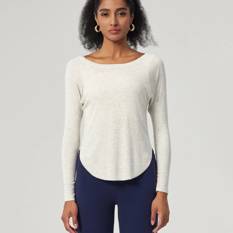 Women's Long Sleeve Yoga Shirt Lightweight Running Top Loose Breathable Quick Dry Gym Blouse Sportswear