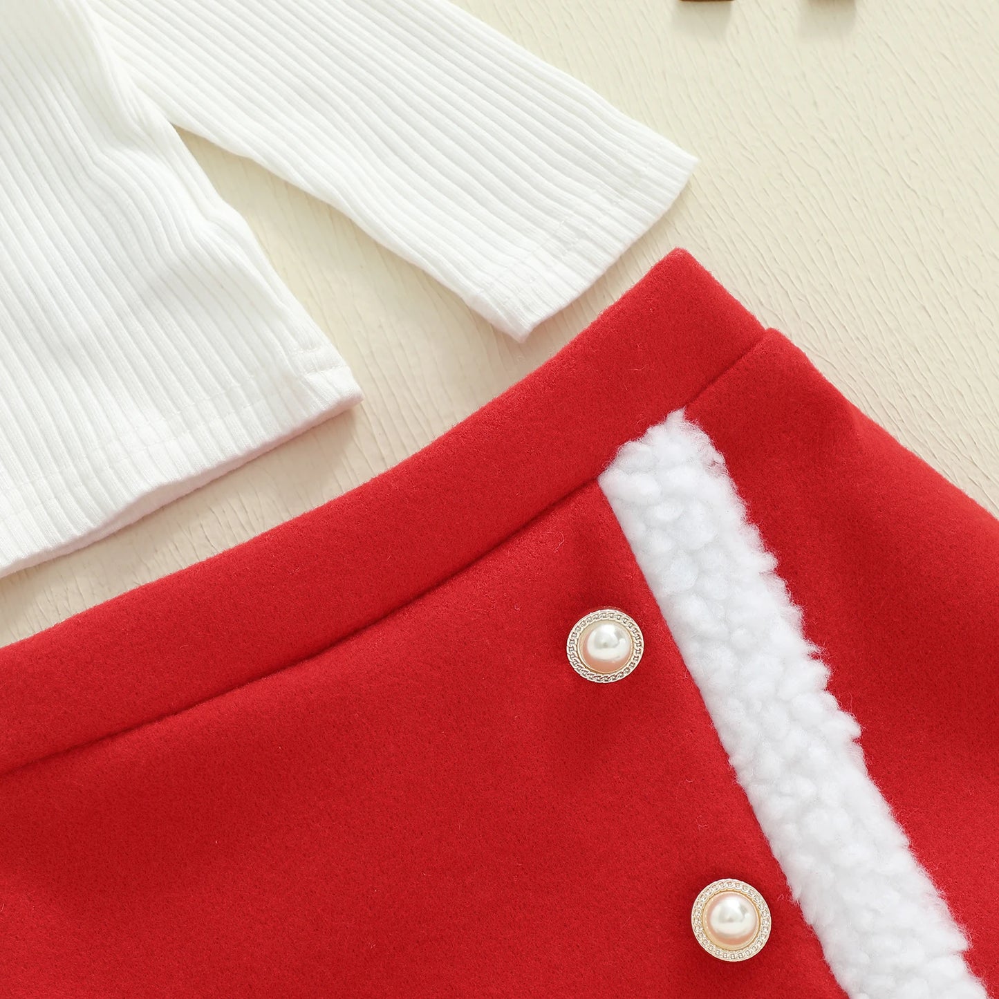Baby Girls Christmas Outfit Set - Long Sleeve Top, Skirt Shorts & Santa Hat (0-4Y)