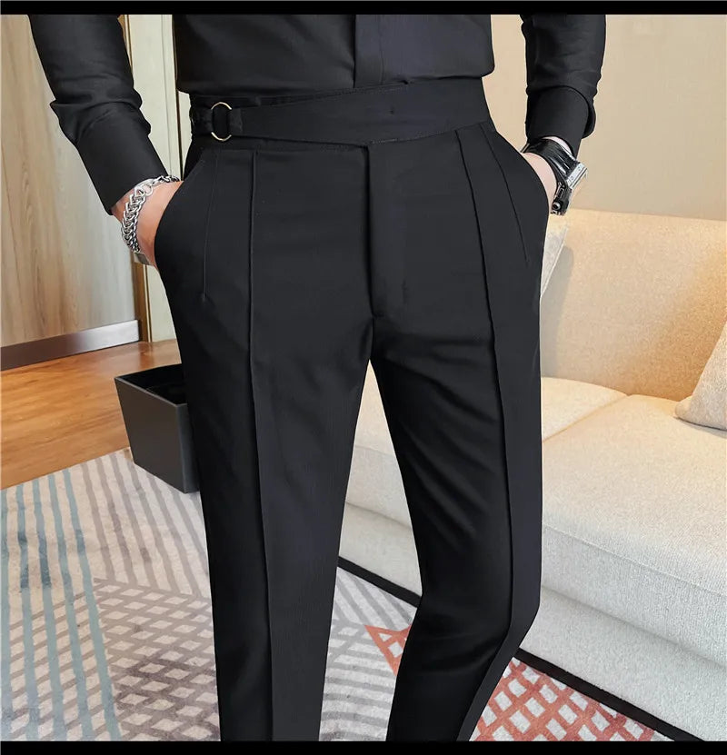 Men's British Style Slim Fit Smart Casual Trousers