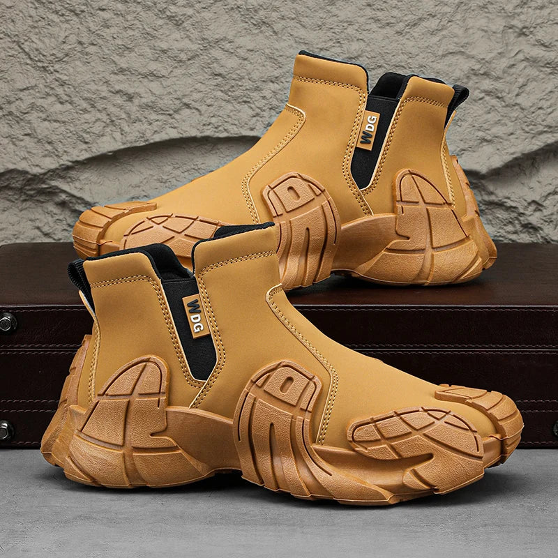 Men's Casual High Top Platform Skateboard Slip On Ankle Comfortable Vulcanized Sneakers
