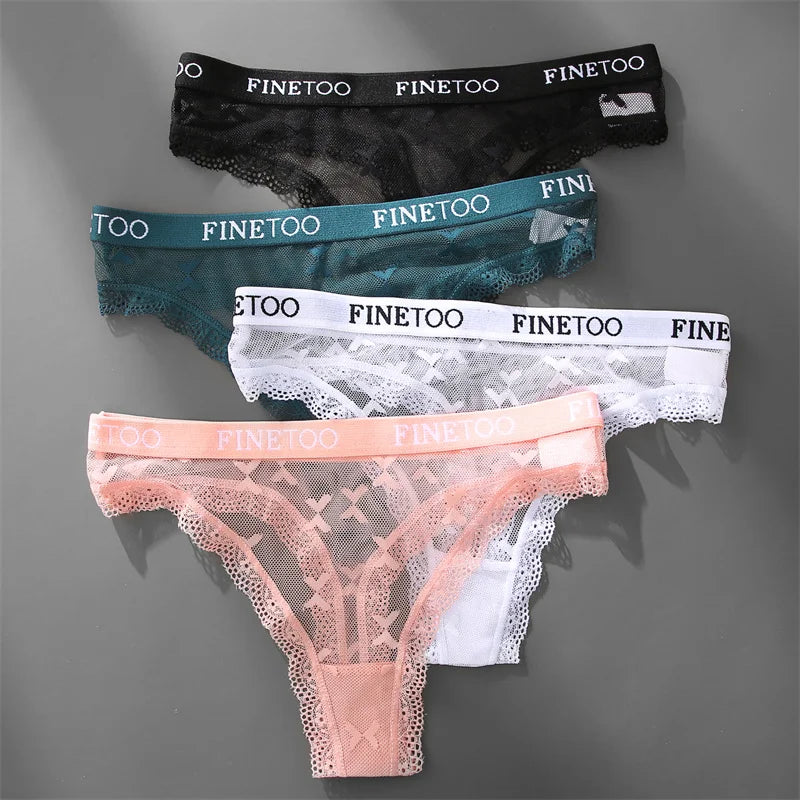 4-Pack Lace Hollow Out Thongs - Women's Floral Low-Waist Breathable Underwear