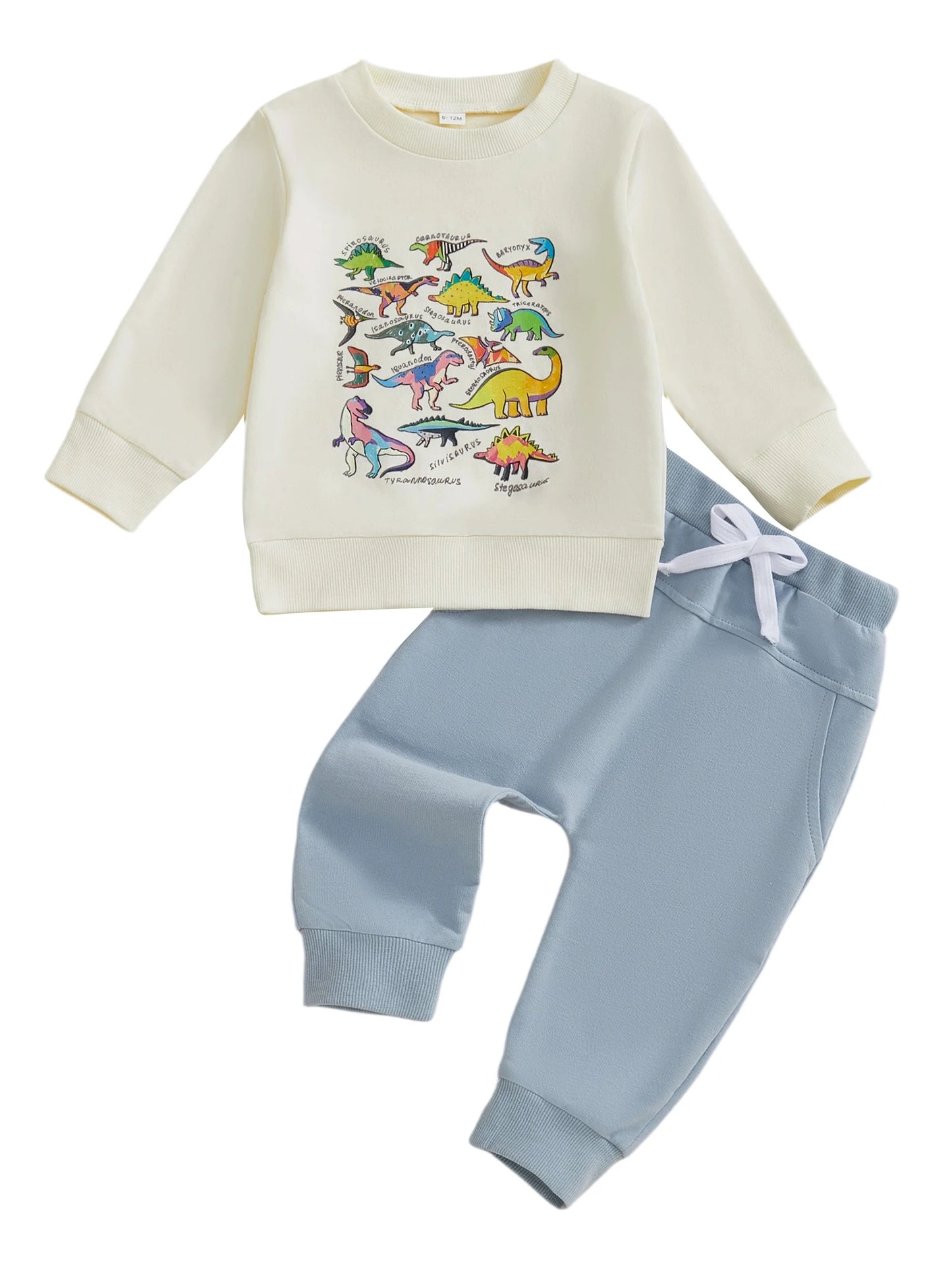 Baby Boy's Outfit Set - Dinosaur/Animal Print Sweatshirt & Elastic Pants