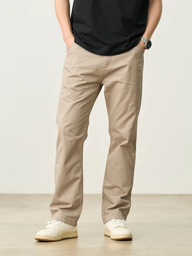 Cotton Chinos Pants - Loose Straight Casual Trousers for Men