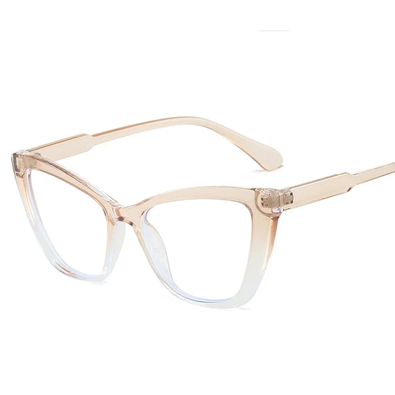 Women's Cat Eye Anti-Blue Light Glasses - Retro Flat Lens Prescription Compatible