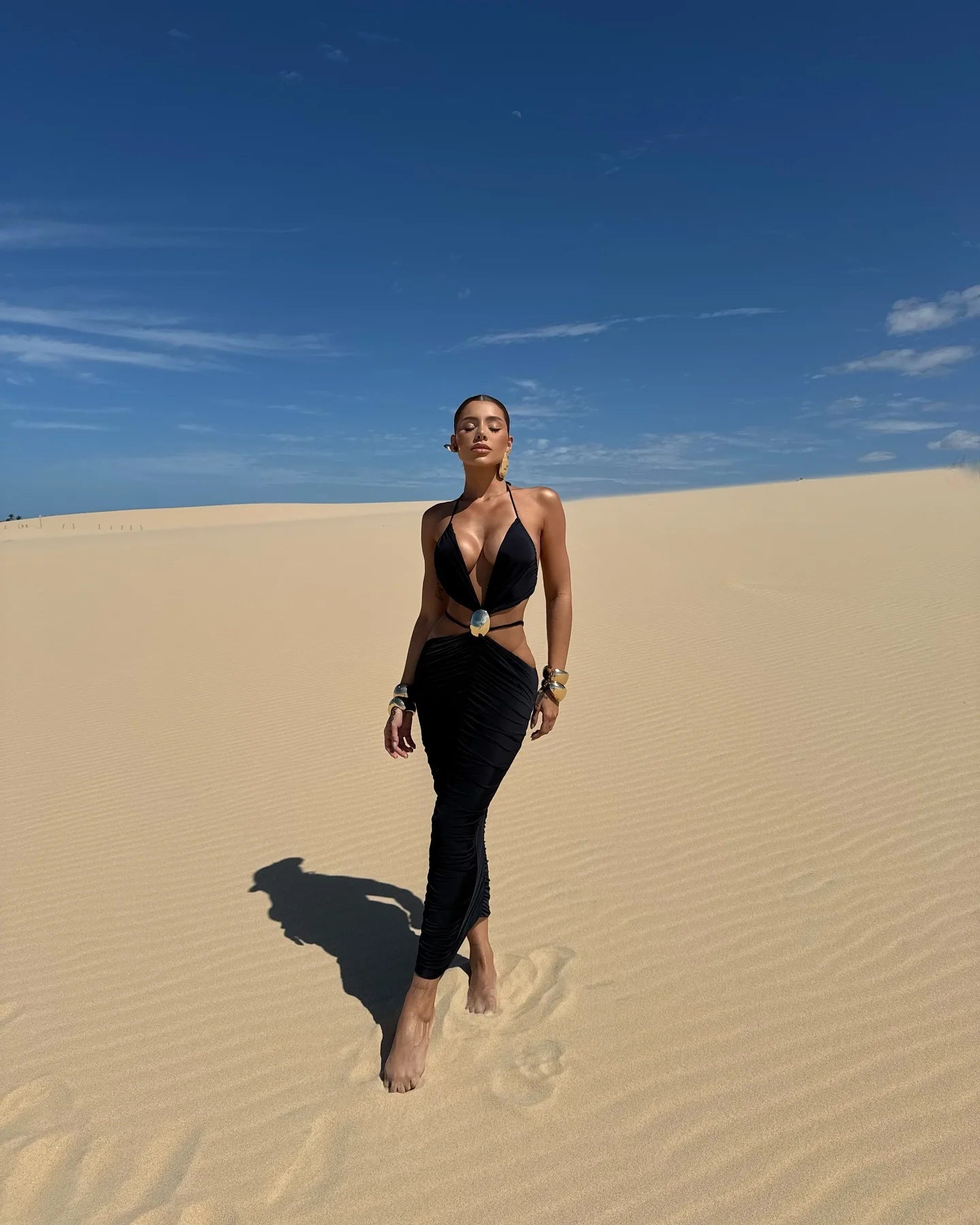 Women's Two Piece Set Skirt Set V Neck Cut Out Sleeveless Slimming Bustier Skirt Beach Skirt