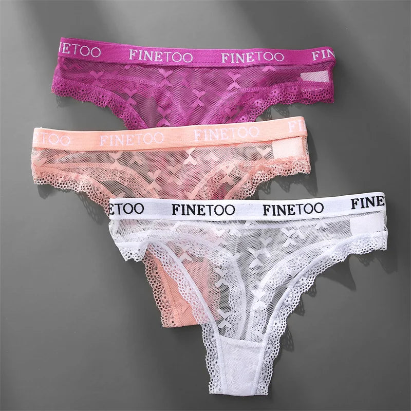 Women's Lace Low-Rise Thongs Letter Waist Transparent G-String Seamless Lingerie Hollow Out Perspective T-Back