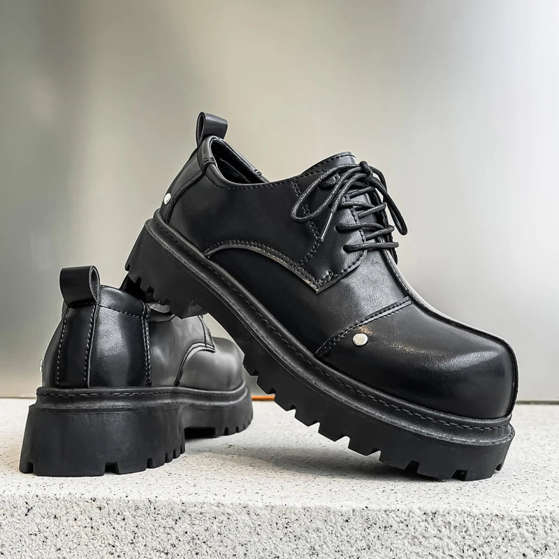 Men's Platform Derby Shoes - Genuine Leather Business Casual