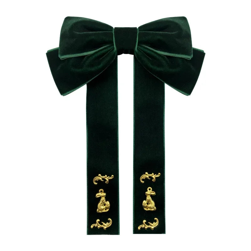 Velvet Bow Cravat Brooch - Elegant Neck Tie Pin for Women