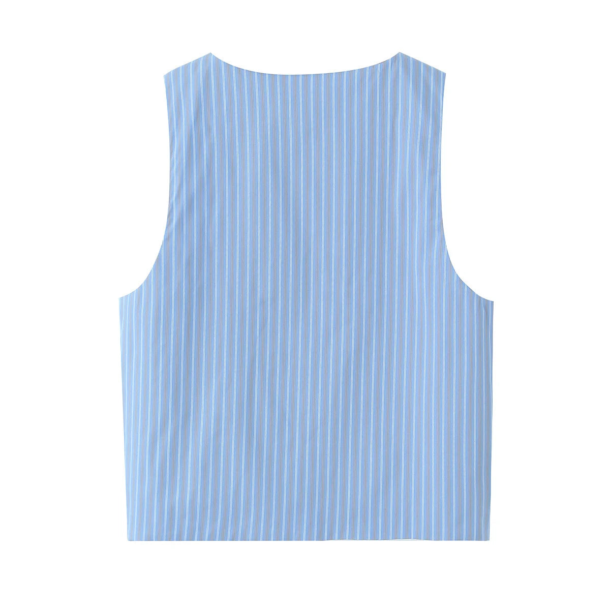 Women's Sense Niche Blue Striped Sleeveless Vest Loose Wide Leg Pants