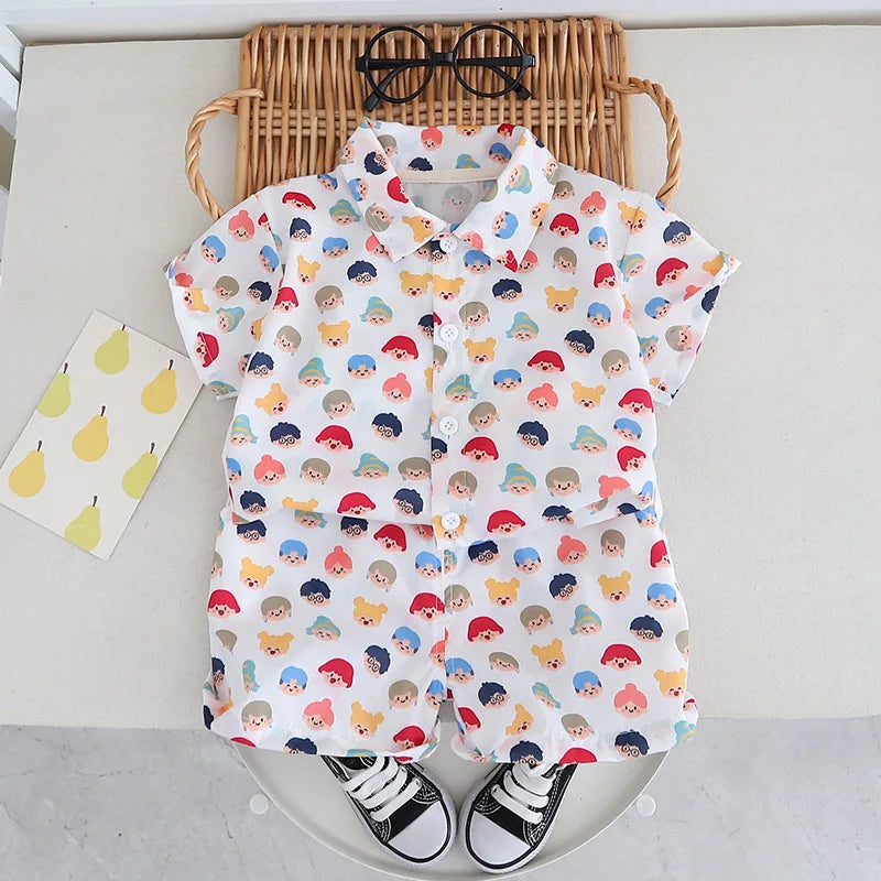 Children's Colourful T-Shirt And Shorts 2PCS Outfit Set 1-5 Years Old