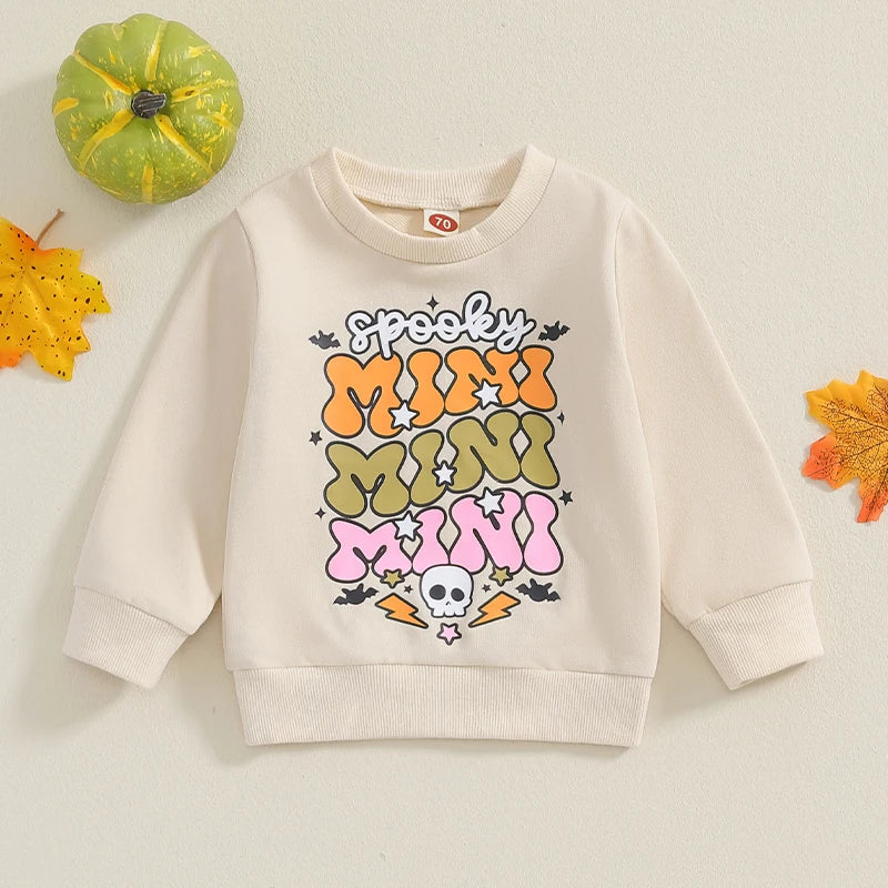 Halloween Mommy & Me Matching Sweatshirts - Letter Print Long Sleeve Pullovers (3 Colours)