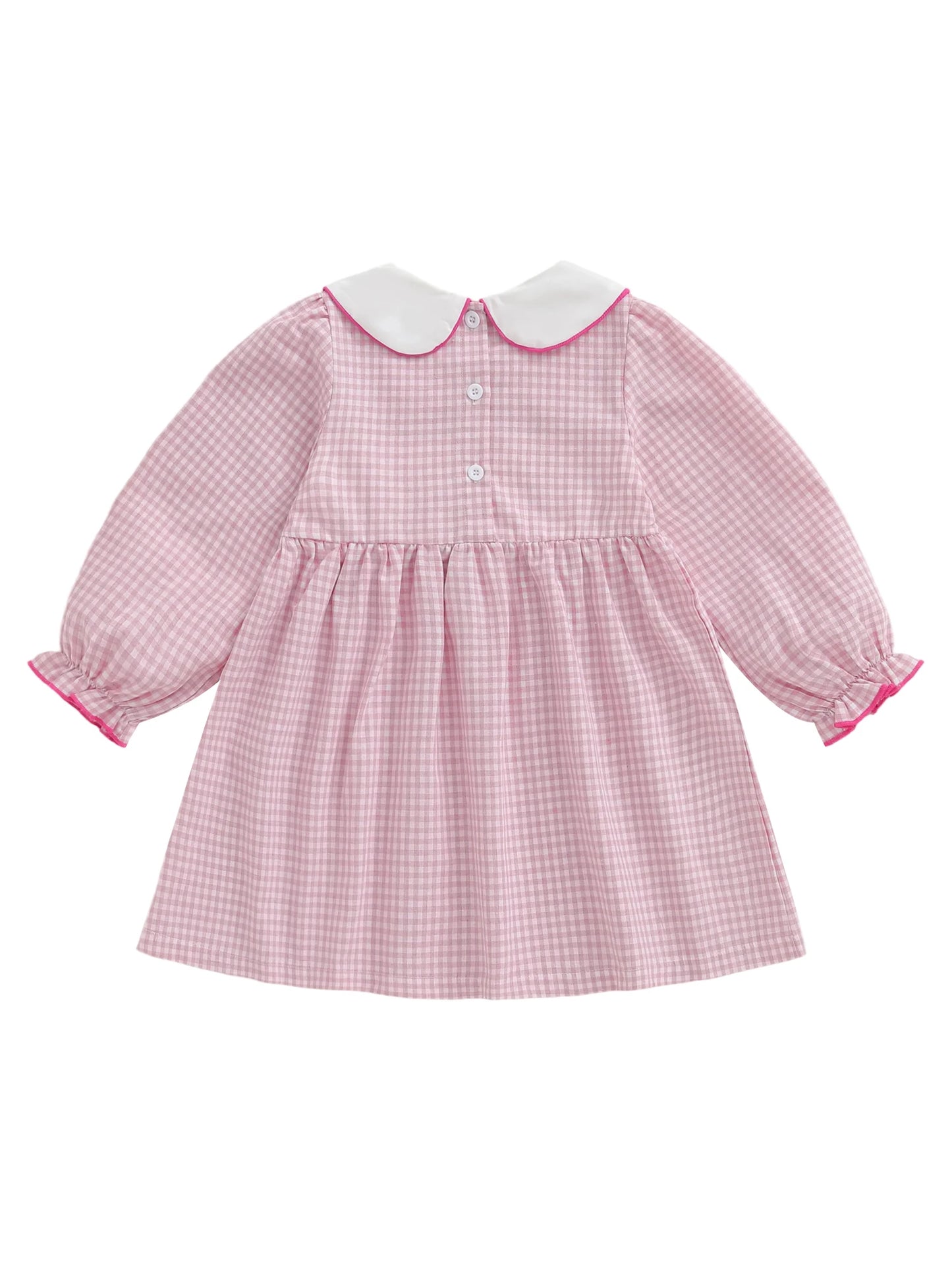 Lovely Girls Christmas Plaid Dress with Gingerbread Embroidery (1-6Y)