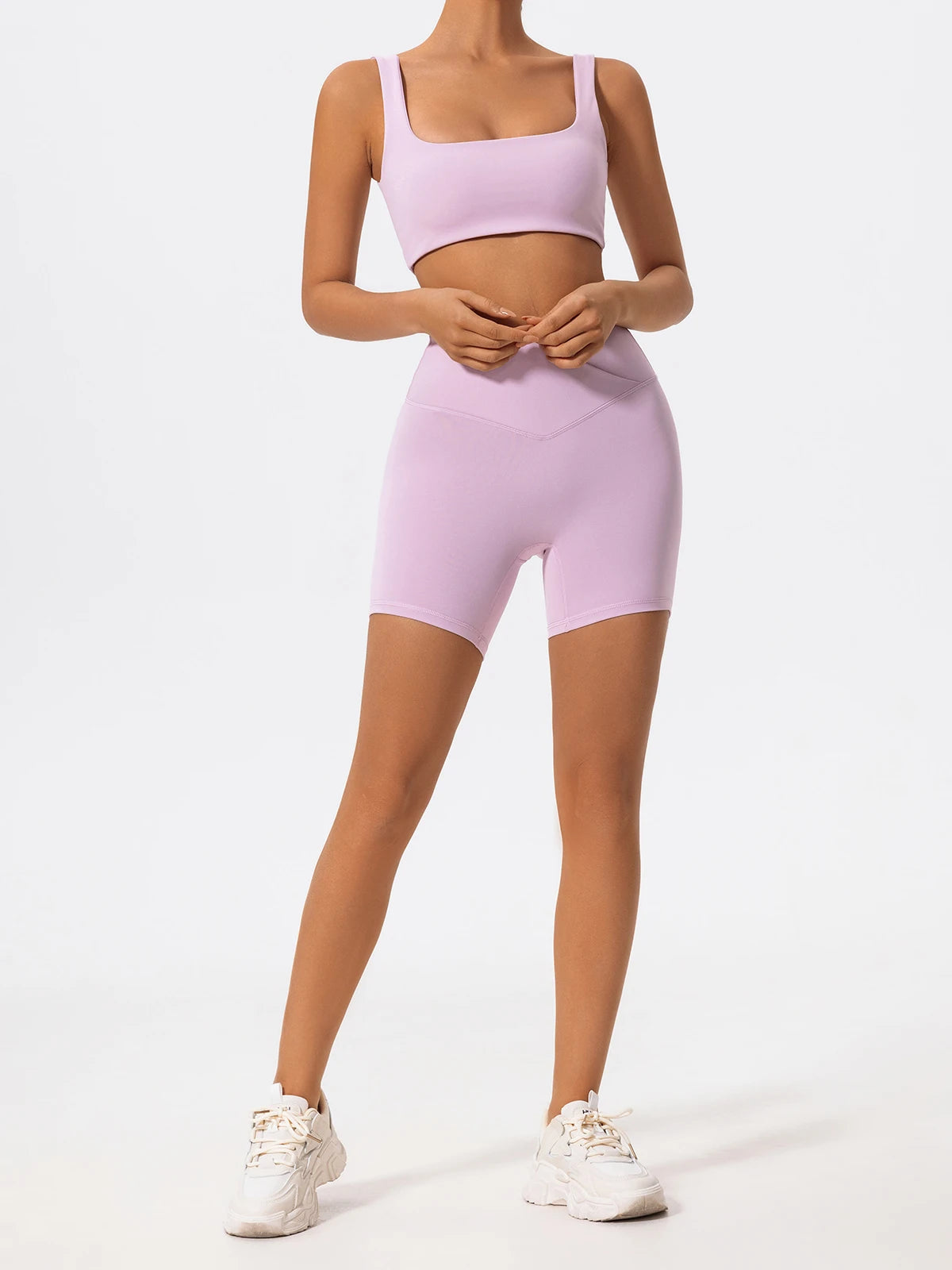 Cross Waist Gym Shorts - High Waist Breathable Cycling Yoga Shorts