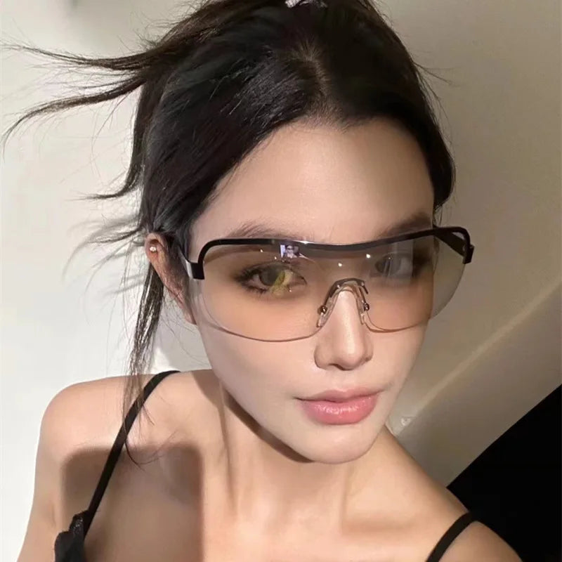 Half Frame Retro Sunglasses - Women's Windproof Street Style Eyewear