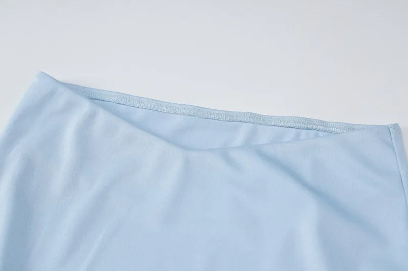 Women's Strapless Solid Crop Top and Skirt 2 Piece Set Outfit Co-Ord Sets Matching Set