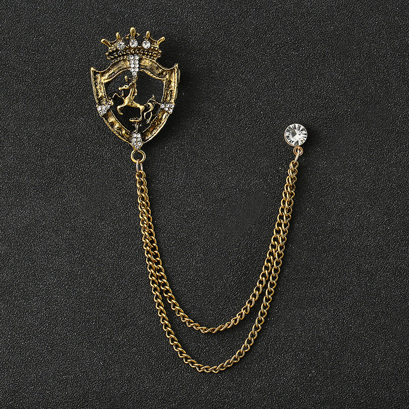Rhinestone Eagle Brooch - Vintage Airplane Tassel Chain Lapel Pin