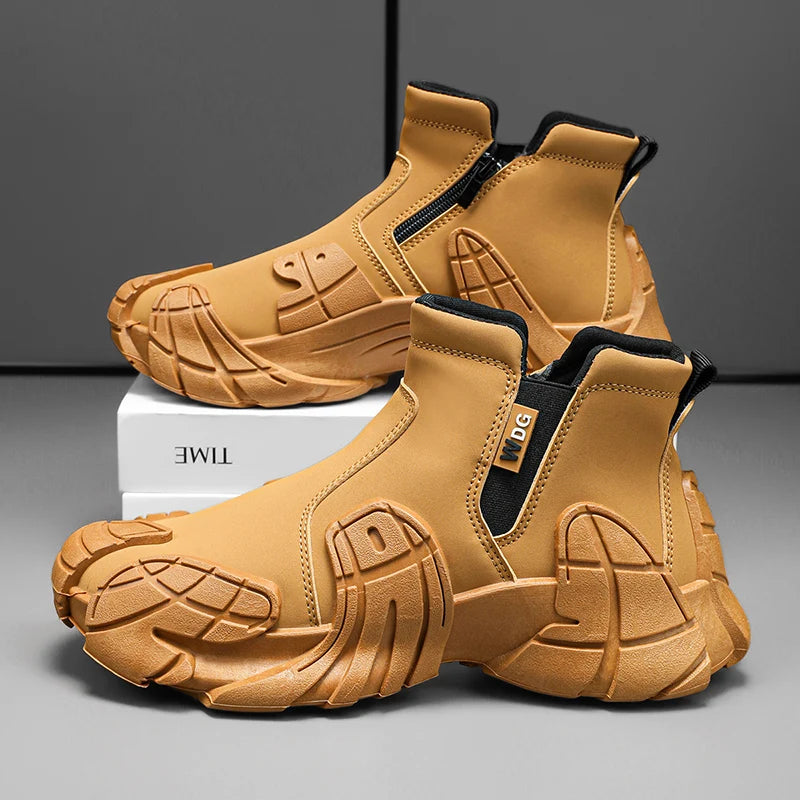 Men's Casual High Top Platform Skateboard Slip On Ankle Comfortable Vulcanized Sneakers
