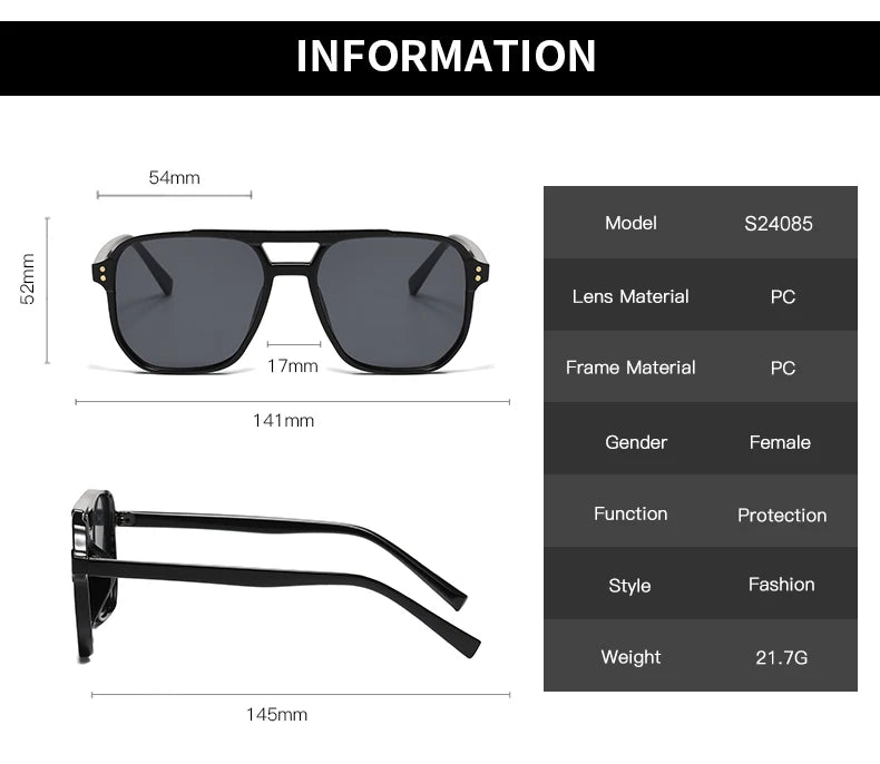 Classic Square Sunglasses - 5 Pack UV Protection Oversized Fashion Eyewear