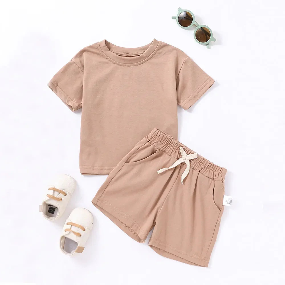 2PCS Children's Cotton Short Sleeve Set