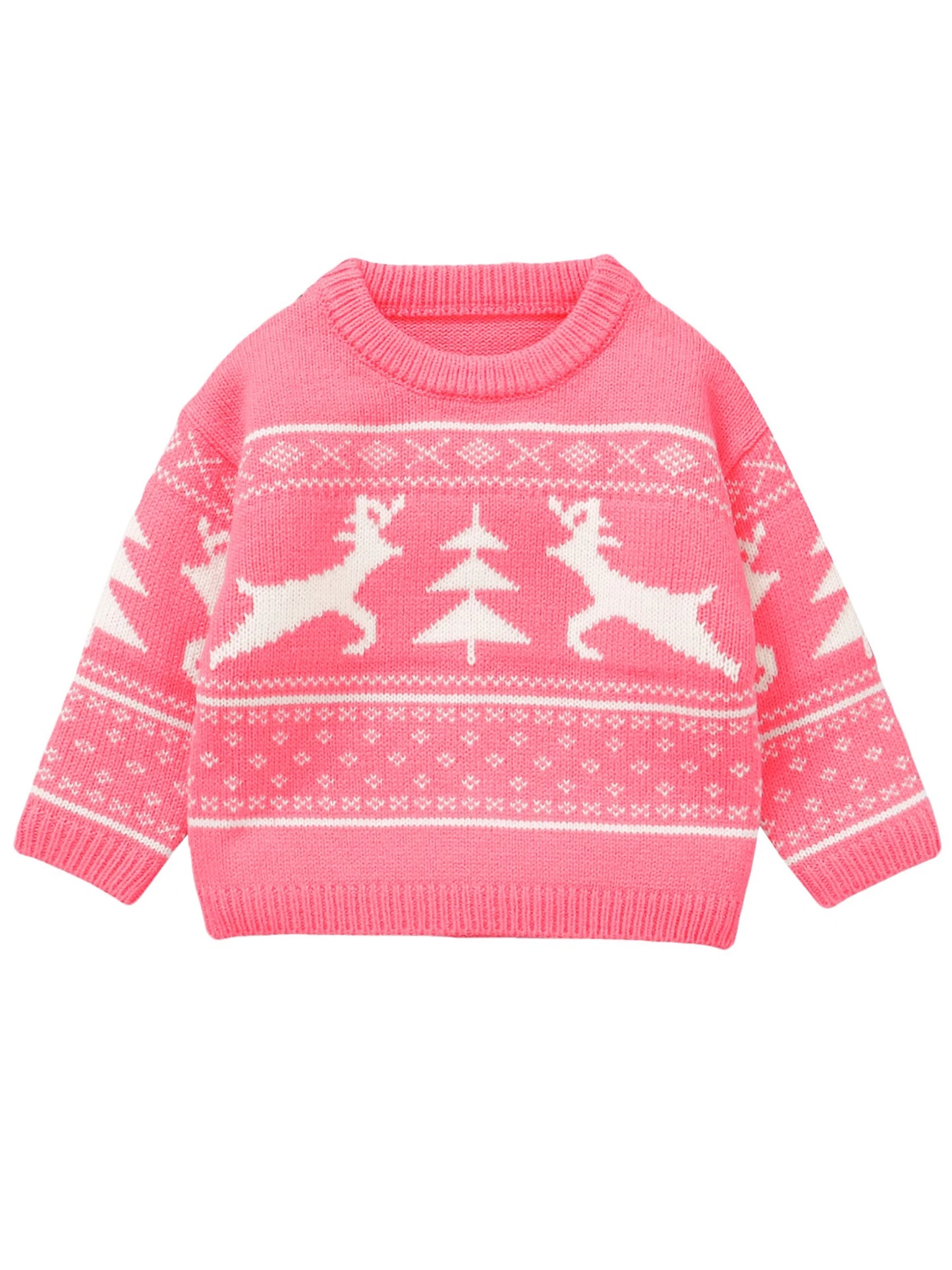 Christmas Baby Sweater - Santa & Reindeer Design (0-3Y)