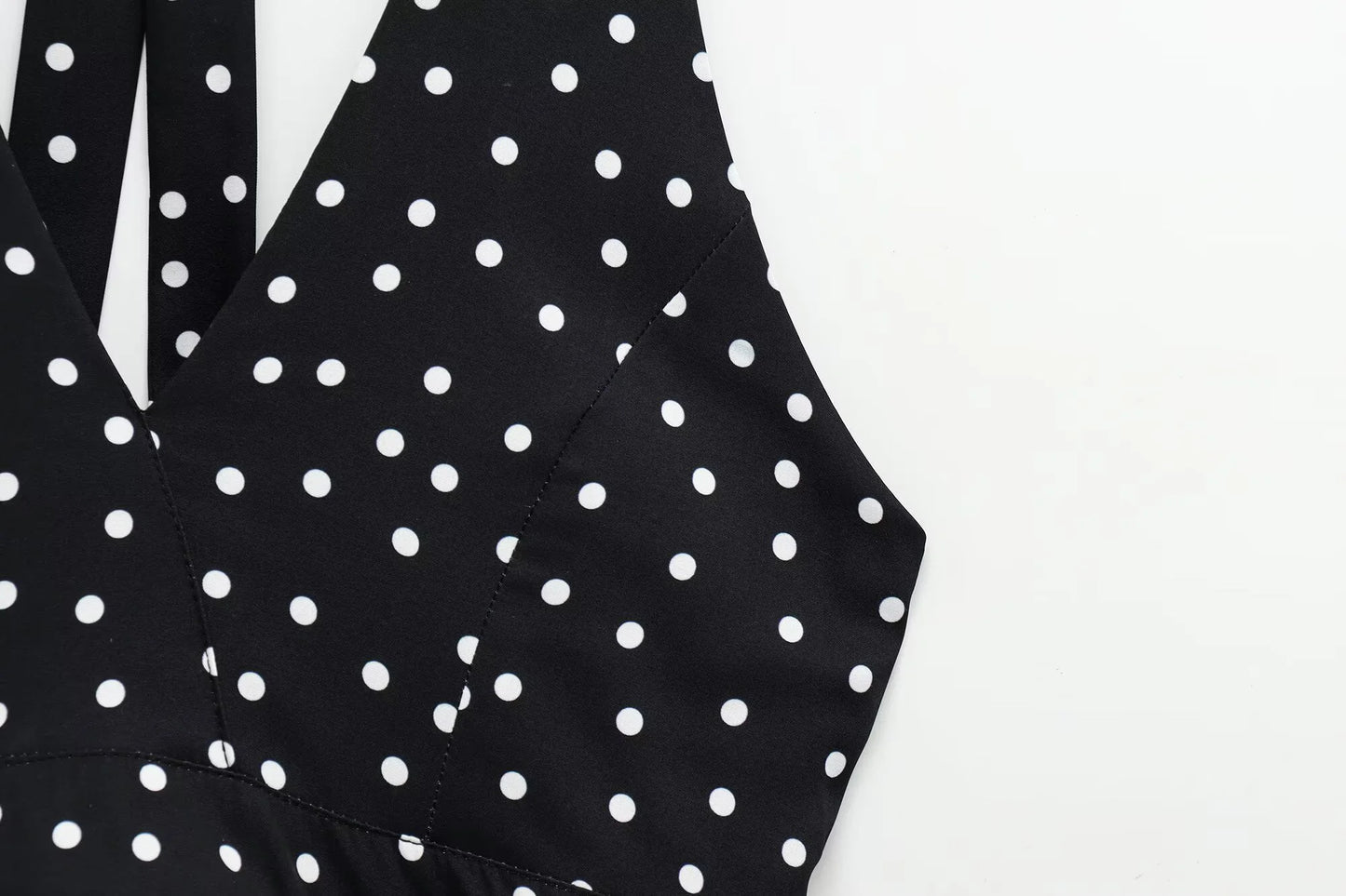 Women's Neck Hanging Design Sleeveless Spring And Summer Short Polka Dot Back Skirt Camisole Vest Top