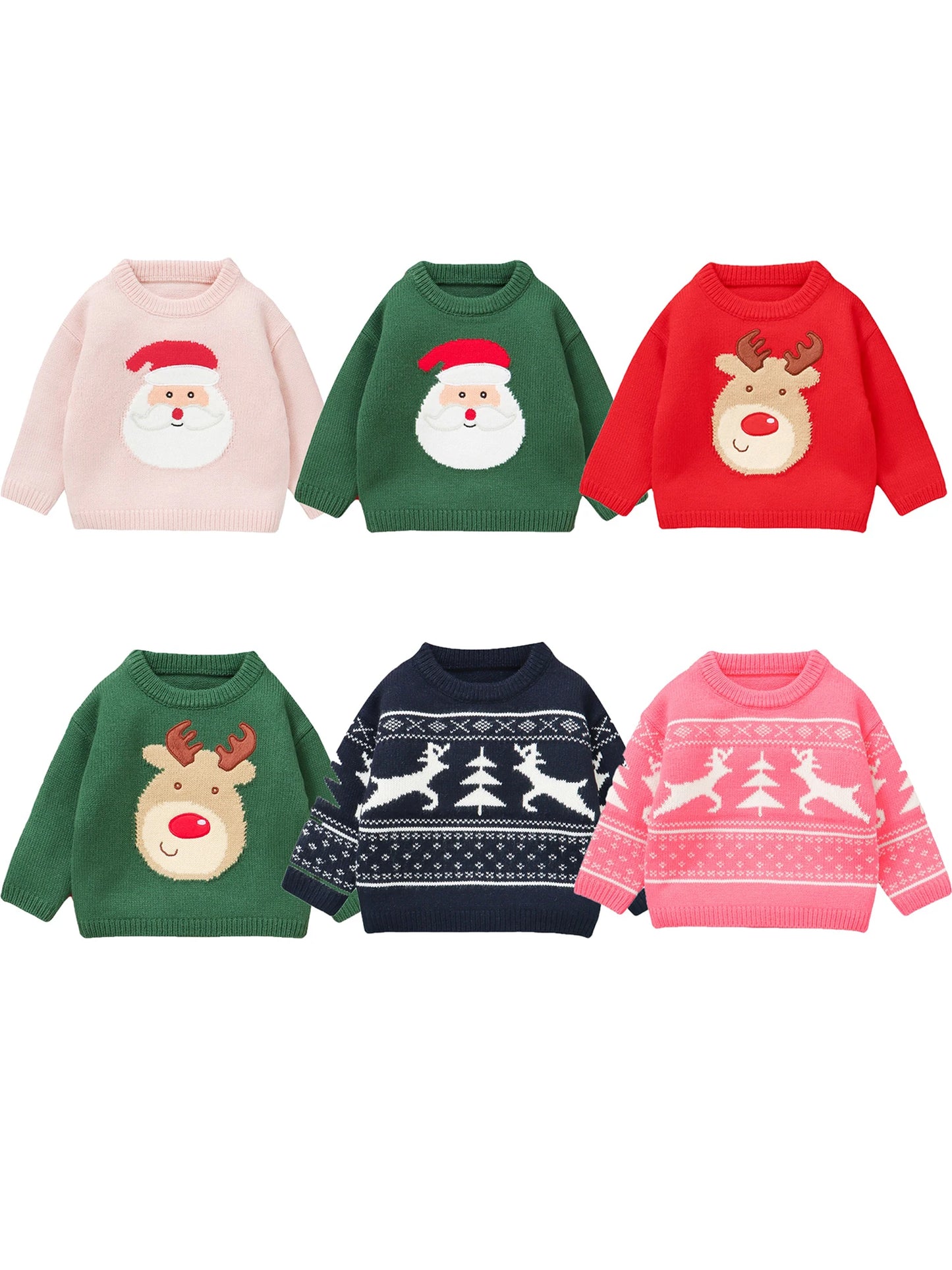 Christmas Baby Sweater - Santa & Reindeer Design (0-3Y)