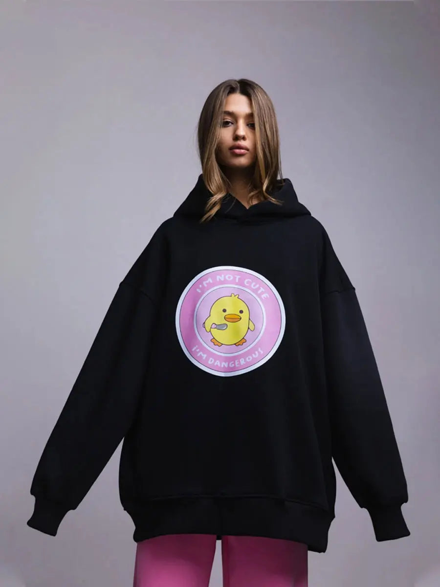 Women's Warm Loose Sports Chic Print Oversized Hoodie
