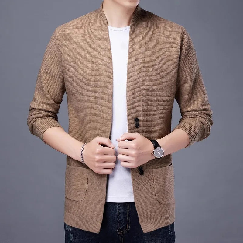 Men's V Neck Casual Knit Cardigan Sweater