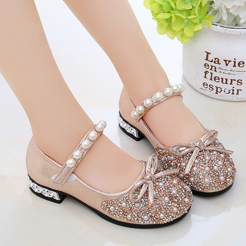 Girls Flower Glitter Butterfly Knot Shoes