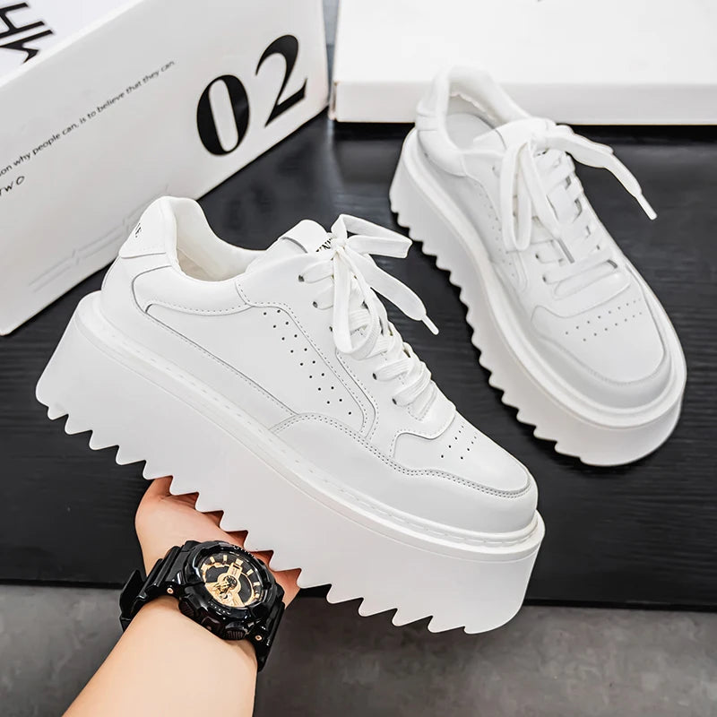 Men's Platform Skateboard Vulcanized Lace Up Sneakers