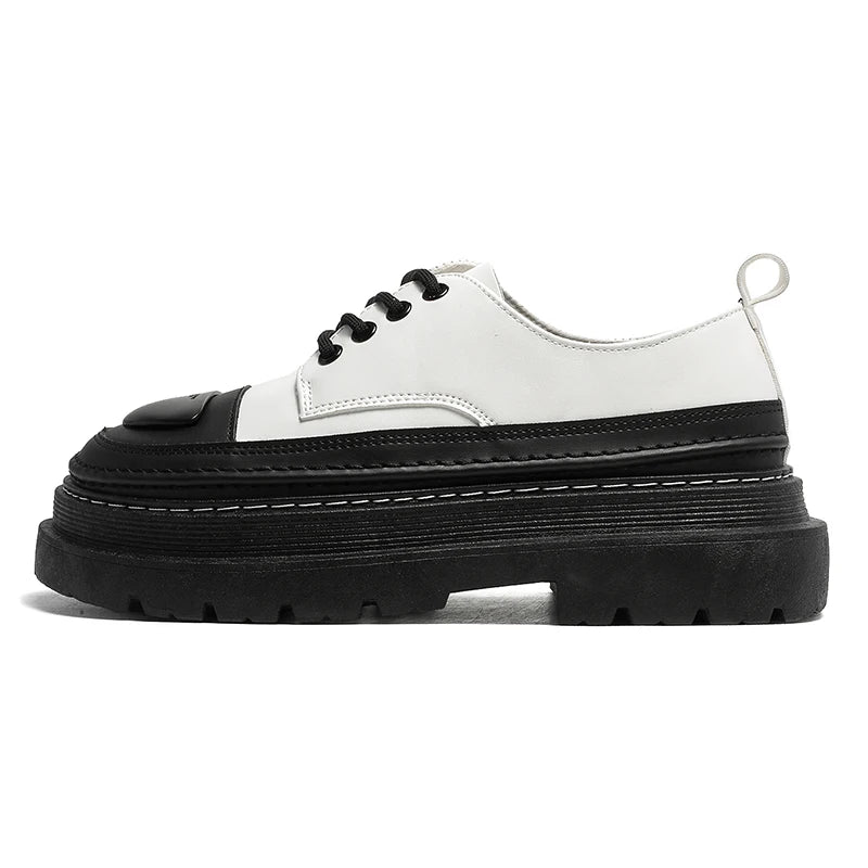 Men's Leather British Style Oxfords Casual Platform Business Loafer Shoes
