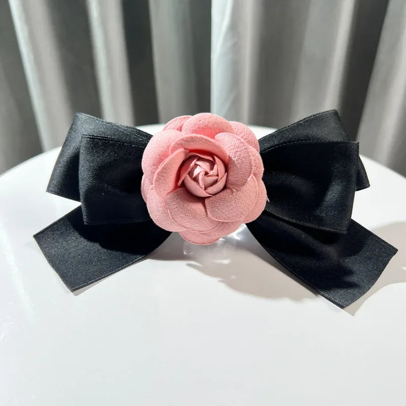 Elegant Camellia Flower Fabric Brooch - Fashion Bow Tie Pin for Women